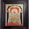 Handpainted Balaji Tanjore Painting with 22K gold foil, Jaipur rhinestones and teakwood frame. Traditional South Indian Hindu wall art, 15x13 inches. Perfect for puja room or Diwali gift. Ships free from India.