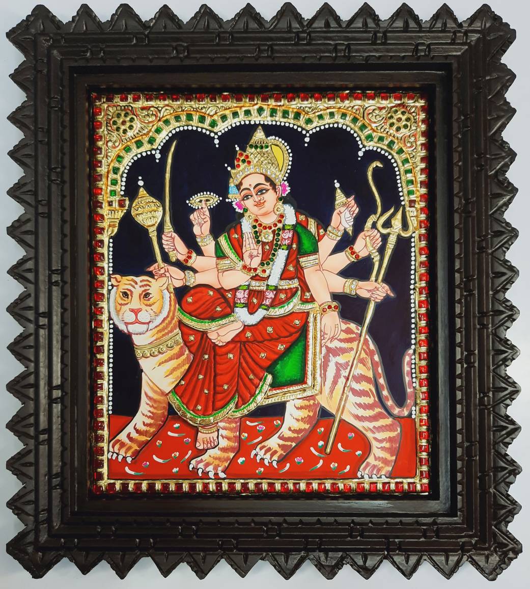 Goddess Durga Devi Tanjore Painting