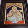 Saraswathi Tanjore Painting with Frame 22 Karat Gold Foils Teakwood Brown Frame Painting for Pooja Room Ready to Ship