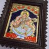 Saraswathi Tanjore Painting with Frame 22 Karat Gold Foils Teakwood Brown Frame Painting for Pooja Room Ready to Ship