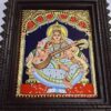 Saraswathi Tanjore Painting with Frame 22 Karat Gold Foils Teakwood Brown Frame Painting for Pooja Room Ready to Ship