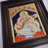 Saraswathi Tanjore Painting with Frame 22 Karat Gold Foils Teakwood Brown Frame Painting for Pooja Room Ready to Ship