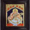 Saraswathi Tanjore Painting with Frame 22 Karat Gold Foils Teakwood Brown Frame Painting for Pooja Room Ready to Ship