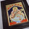 Saraswathi Tanjore Painting with Frame 22 Karat Gold Foils Teakwood Brown Frame Painting for Pooja Room Ready to Ship