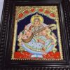 Saraswathi Tanjore Painting with Frame 22 Karat Gold Foils Teakwood Brown Frame Painting for Pooja Room Ready to Ship