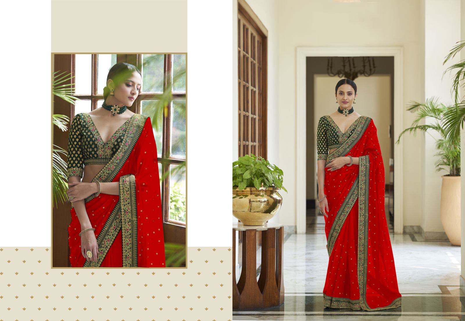 Embroidery bordered Georgette Saree