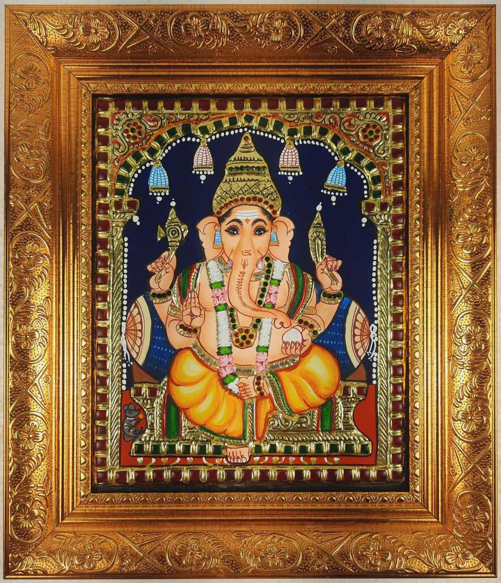 Shop Tanjore Ganesha Painting Online l 12 x 11 Ganesha Tanjore ...