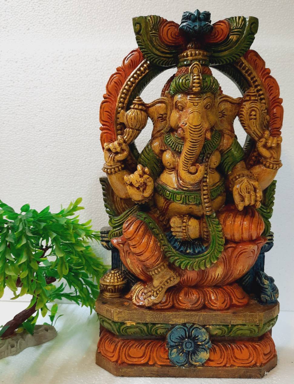 Wooden Ganesha statue