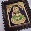 Annapoorani Tanjore Painting with Teak Wood Frame 22K Gold Foil Indian Artwork Gift Size Ready to Ship