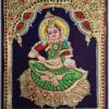 Annapoorani Tanjore Painting with Teak Wood Frame 22K Gold Foil Indian Artwork Gift Size Ready to Ship