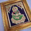 Annapoorani Tanjore Painting with Teak Wood Frame 22K Gold Foil Indian Artwork Gift Size Ready to Ship