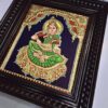 Annapoorani Tanjore Painting with Teak Wood Frame 22K Gold Foil Indian Artwork Gift Size Ready to Ship