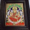 Traditional Gajalakshmi Tanjore Painting, 22K Gold, Teakwood Frame, Housewarming Gift Idea, 13x11 Inches, Ready to Ship