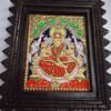 Traditional Gajalakshmi Tanjore Painting, 22K Gold, Teakwood Frame, Housewarming Gift Idea, 13x11 Inches, Ready to Ship