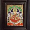 Traditional Gajalakshmi Tanjore Painting, 22K Gold, Teakwood Frame, Housewarming Gift Idea, 13x11 Inches, Ready to Ship