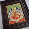 Traditional Gajalakshmi Tanjore Painting, 22K Gold, Teakwood Frame, Housewarming Gift Idea, 13x11 Inches, Ready to Ship