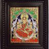 Traditional Gajalakshmi Tanjore Painting, 22K Gold, Teakwood Frame, Housewarming Gift Idea, 13x11 Inches, Ready to Ship