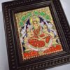 Traditional Gajalakshmi Tanjore Painting, 22K Gold, Teakwood Frame, Housewarming Gift Idea, 13x11 Inches, Ready to Ship