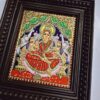 Traditional Gajalakshmi Tanjore Painting, 22K Gold, Teakwood Frame, Housewarming Gift Idea, 13x11 Inches, Ready to Ship