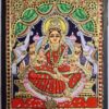 Traditional Gajalakshmi Tanjore Painting, 22K Gold, Teakwood Frame, Housewarming Gift Idea, 13x11 Inches, Ready to Ship