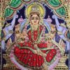 Traditional Gajalakshmi Tanjore Painting, 22K Gold, Teakwood Frame, Housewarming Gift Idea, 13x11 Inches, Ready to Ship