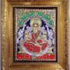 Traditional Gajalakshmi Tanjore Painting, 22K Gold, Teakwood Frame, Housewarming Gift Idea, 13x11 Inches, Ready to Ship