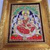 Traditional Gajalakshmi Tanjore Painting, 22K Gold, Teakwood Frame, Housewarming Gift Idea, 13x11 Inches, Ready to Ship