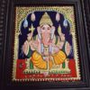 Ganesha Tanjore Painting 15" X 13" with 22K Gold Foils, Teakwood Frame, Jaipur Gemstones, Pooja Room Decor, Global Shipping, Ready to ship