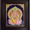 Traditional Ganesha Tanjore Painting 15" X 13" in Teakwood Frame, 22K Gold Foils, Jaipur Gem Stones, Religious Decor, Fast Global Shipping