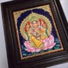 Traditional Ganesha Tanjore Painting 15" X 13" in Teakwood Frame, 22K Gold Foils, Jaipur Gem Stones, Religious Decor, Fast Global Shipping