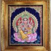 Traditional Ganesha Tanjore Painting 15" X 13" in Teakwood Frame, 22K Gold Foils, Jaipur Gem Stones, Religious Decor, Fast Global Shipping