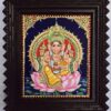 Traditional Ganesha Tanjore Painting 15" X 13" in Teakwood Frame, 22K Gold Foils, Jaipur Gem Stones, Religious Decor, Fast Global Shipping