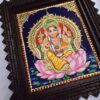 Traditional Ganesha Tanjore Painting 15" X 13" in Teakwood Frame, 22K Gold Foils, Jaipur Gem Stones, Religious Decor, Fast Global Shipping