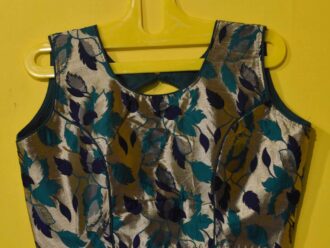 Green Designer Ready-made Blouse with Sleeve attached