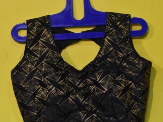 Black Designer Ready-made Blouse with Sleeve attached