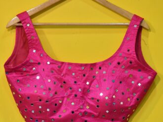 Pink Designer Ready-made Blouse with Sleeve Attached