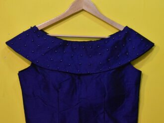 Blue Designer Ready-made Blouse with No Sleeve