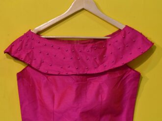 Pink Designer Ready-made Blouse with No Sleeve