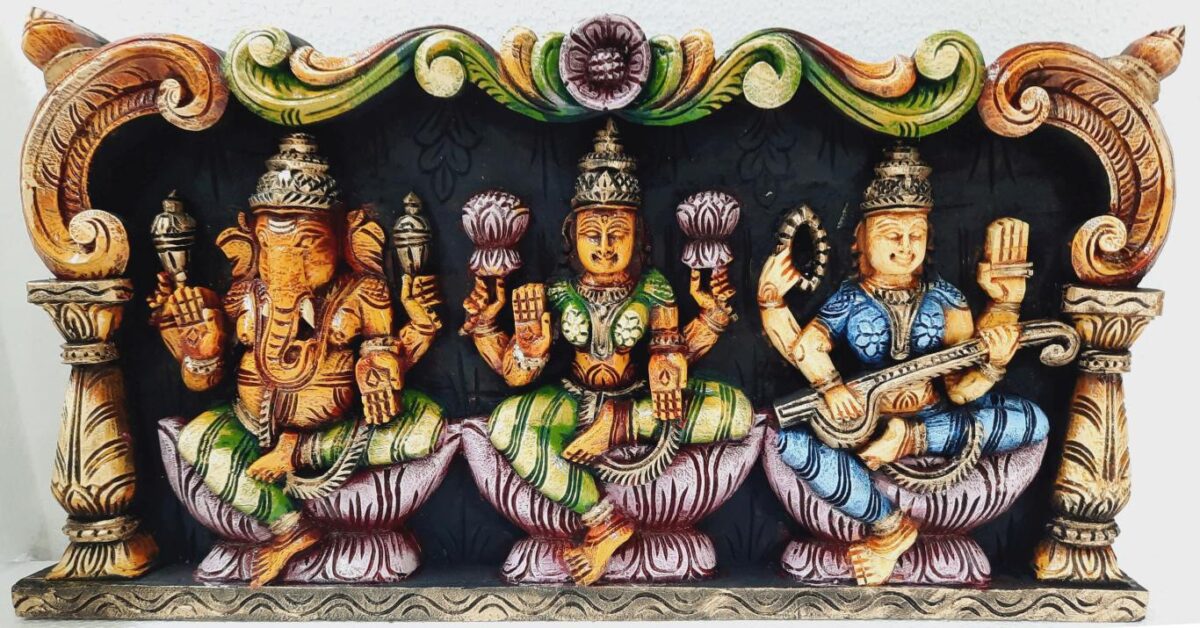 Wooden Ganesha wall Panel