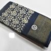 Linen Cotton saree Dark Blue White Flower