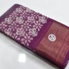 Linen Cotton Saree Maroon White Flower