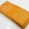 Linen Cotton Saree Mustard Yellow White Diamond