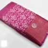Linen Cotton Saree Pink White Flowe