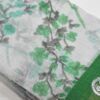 Linen Cotton Saree White Green Flower