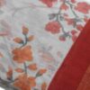 Linen cotton saree white red flower