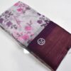 Lined Cotton Saree white Flower