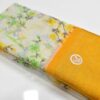 Linen Cotton Saree Yellow Green Flower