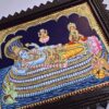 Ranganathar Tanjore Painting with Frame 23x19 Inches 22K Gold Foils Shiny Crystal Rhinestones Quality Frame Indian Art Gift Ready to Ship