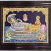 Ranganathar Tanjore Painting with Frame 23x19 Inches 22K Gold Foils Shiny Crystal Rhinestones Quality Frame Indian Art Gift Ready to Ship