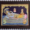 Ranganathar Tanjore Painting with Frame 23x19 Inches 22K Gold Foils Shiny Crystal Rhinestones Quality Frame Indian Art Gift Ready to Ship